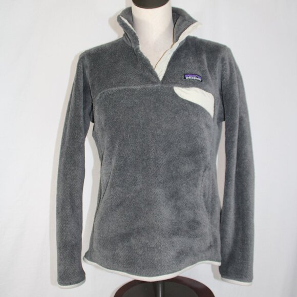 Patagonia Re-Tool Snap T Fleece Medium Gray Long Sleeve Pullover Chest Pocket - Picture 1 of 12